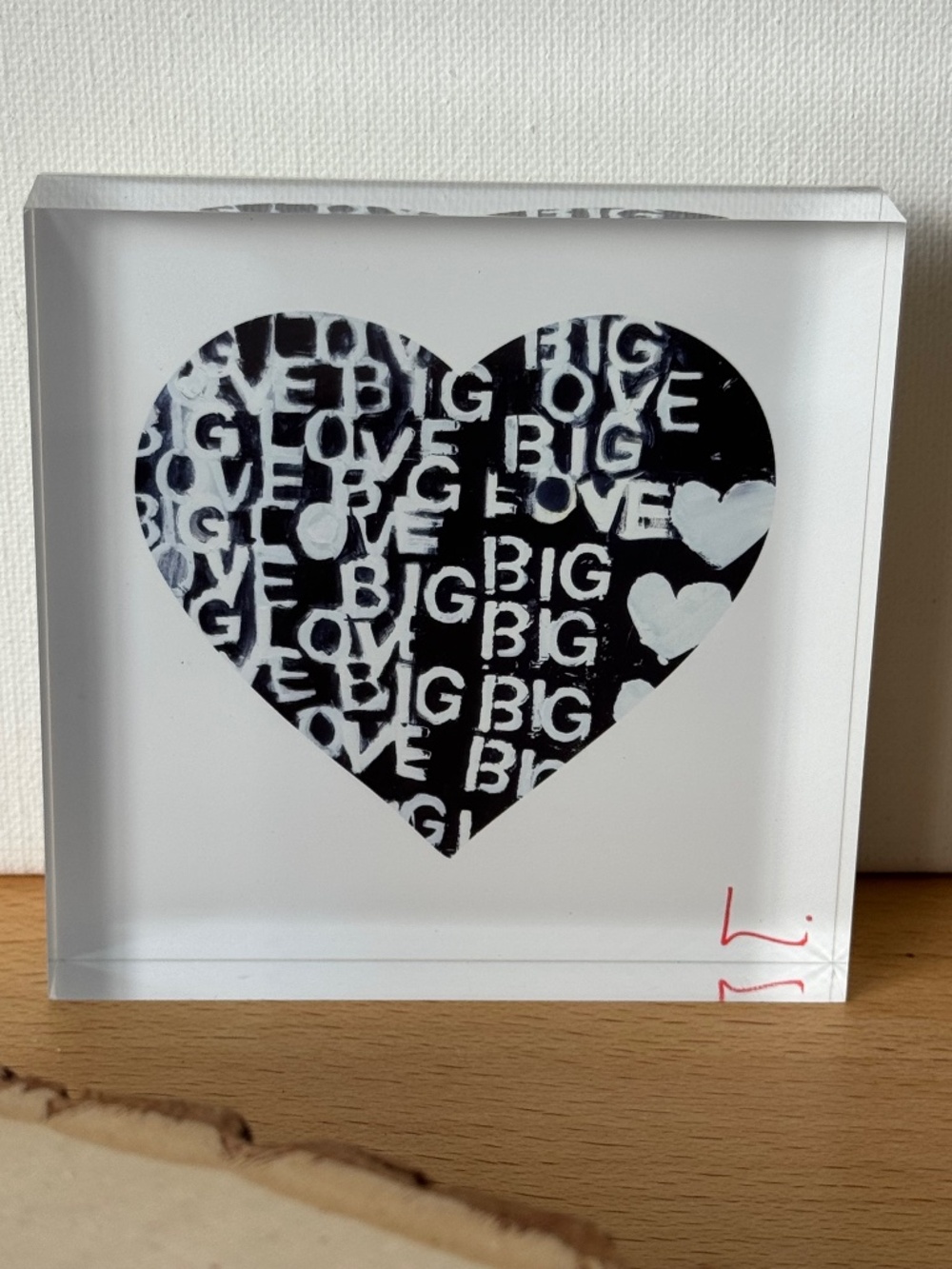 Kerri Rosenthal Signed BIG LOVE Heart Acrylic Lucite Block of Love 4x4 Pop Art